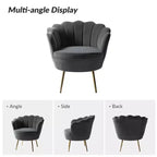Fauteuil baril confortable avec pieds en métal doré, fauteuil d'appoint pour salon