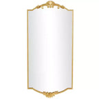 Olivia & May 42"x20" Metal Floral Wall Mirror with Floral Embellishments Gold: Modern Rectangle, No Assembly Required