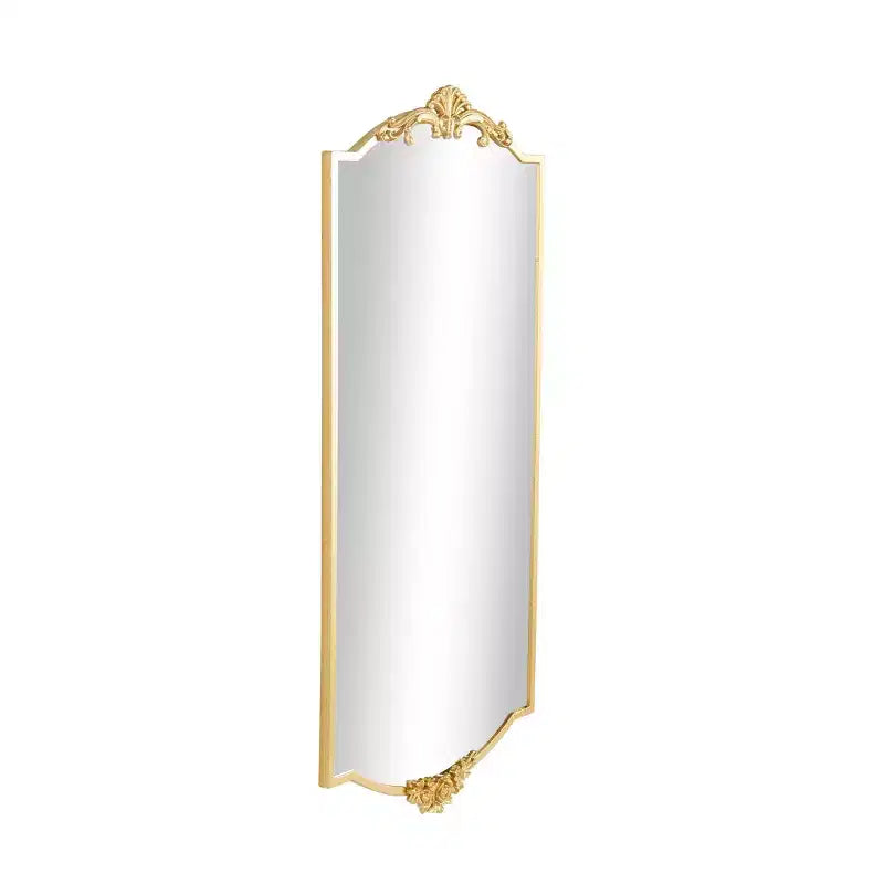 Miroir mural rectangulaire doré 42x20 avec décorations florales