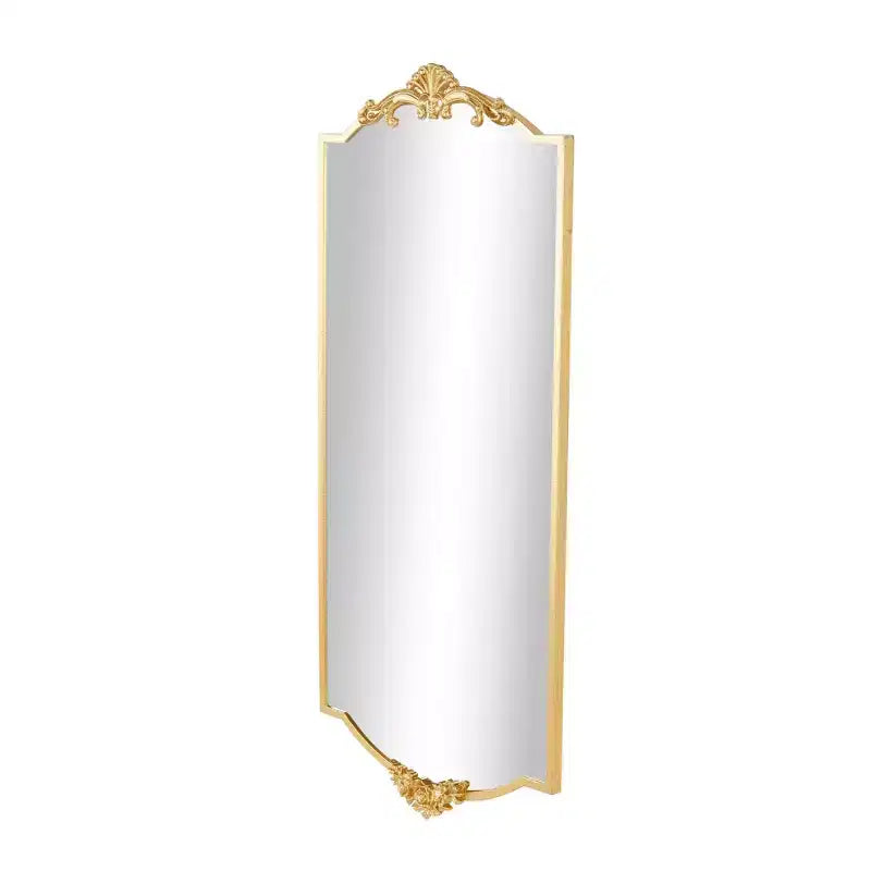 Miroir mural rectangulaire doré 42x20 avec décorations florales