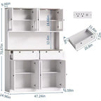 Meuble Colonne de Cuisine Haut avec Support Micro-ondes et Prises Électriques