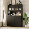 Tall Kitchen Pantry Cabinet, Storage Hutch with Microwave Stand and Drawers for Kitchen Dining Room Living Room