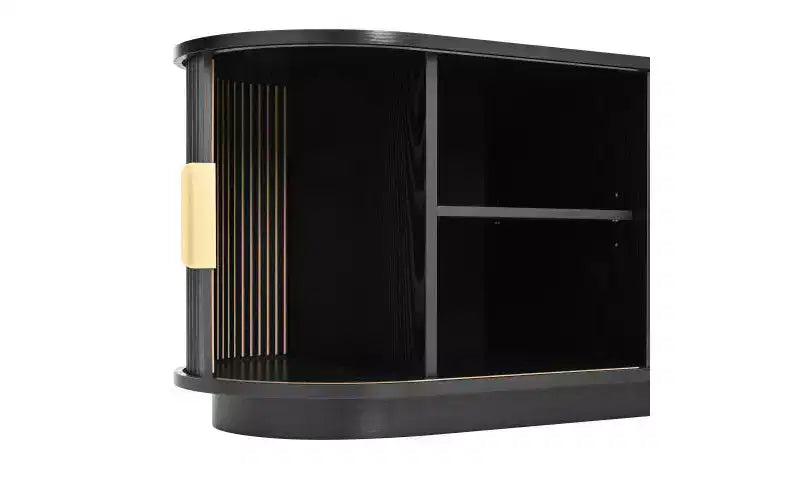 Meuble TV en bois de 66 pouces avec portes coulissantes et gestion des câbles