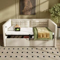 Upholstered Twin Size Daybed, Hydraulic Storage Twin Bed Frame, Velvet Daybed Bed Frame with Tufted Sofa Back
