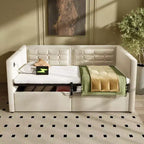 Upholstered Twin Size Daybed, Hydraulic Storage Twin Bed Frame, Velvet Daybed Bed Frame with Tufted Sofa Back