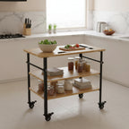 COZONY Height Adjustable 3-Shelf Pizza Table, Outdoor Grill Food Prep Table, Marked Pizza Sizes,660Lbs Capacity w/ Flexible Metal Wheels for Home