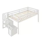 Lit mezzanine double avec escalier intégré et marches de rangement