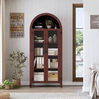 Vitrine arquée avec portes en verre et étagères réglables