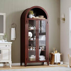 Vitrine arquée avec portes en verre et étagères réglables