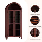 Vitrine arquée avec portes en verre et étagères réglables