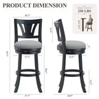 Tabouret de bar pivotant avec structure en bois massif et dossier ergonomique