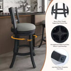 Tabouret de bar pivotant avec structure en bois massif et dossier ergonomique