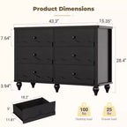 Commode à 6 tiroirs avec façades texturées ondulées et design affleurant