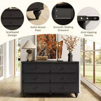 Commode à 6 tiroirs avec façades texturées ondulées et design affleurant