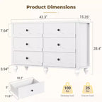 Commode à 6 tiroirs avec façades texturées ondulées et design affleurant