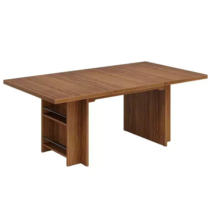 Table à manger rectangulaire avec étagères inférieures, pour 6 à 8 personnes