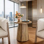 Table d'appoint ronde en bois avec base octogonale, plateau résistant à l'eau