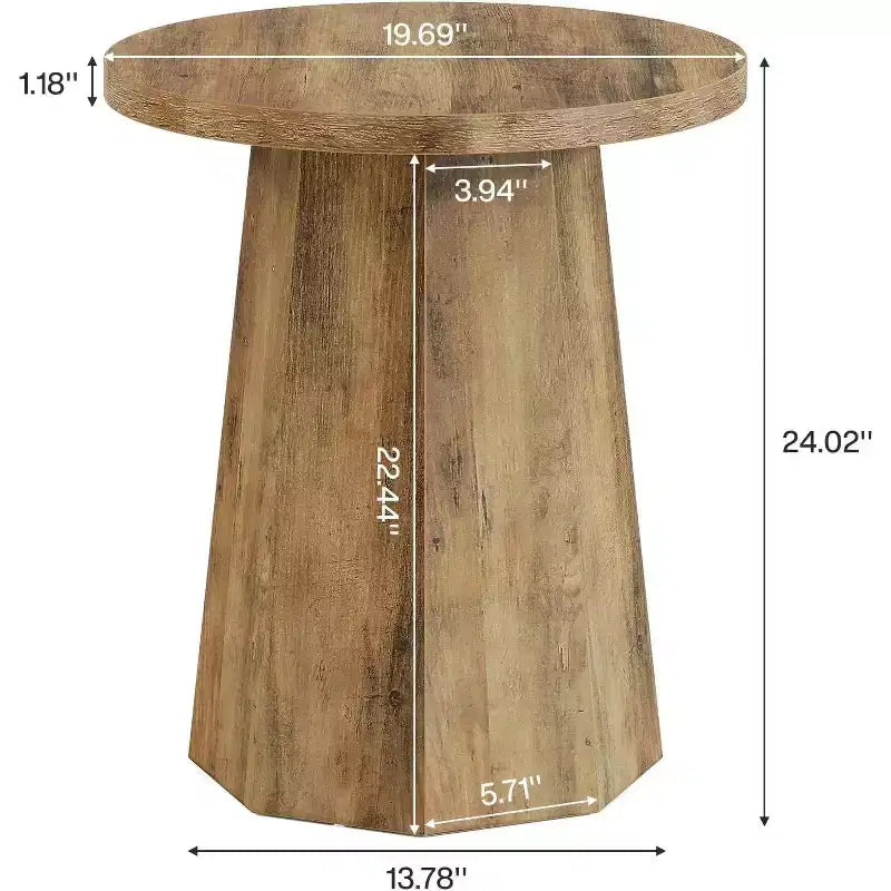 Table d'appoint ronde en bois avec base octogonale, plateau résistant à l'eau