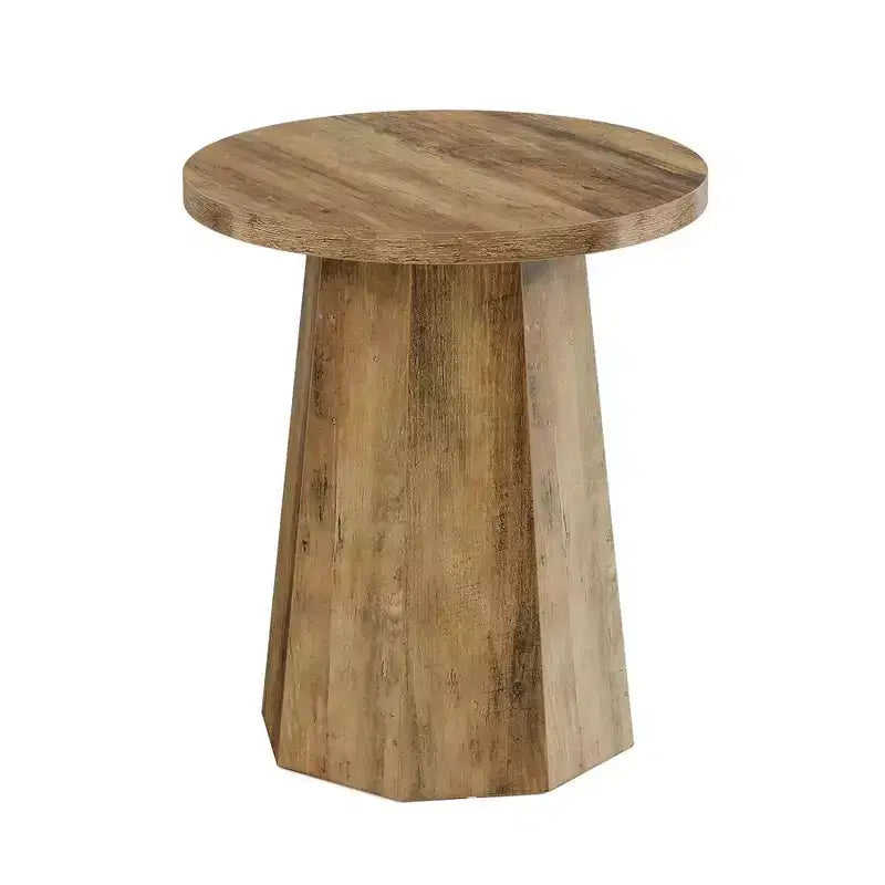 Table d'appoint ronde en bois avec base octogonale, plateau résistant à l'eau