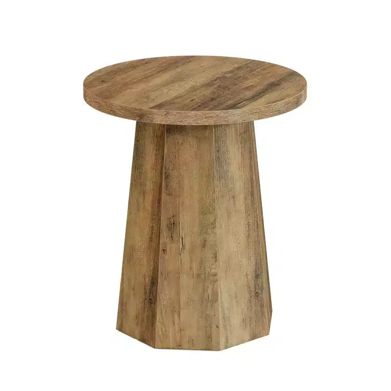 Table d'appoint ronde en bois avec base octogonale, plateau résistant à l'eau