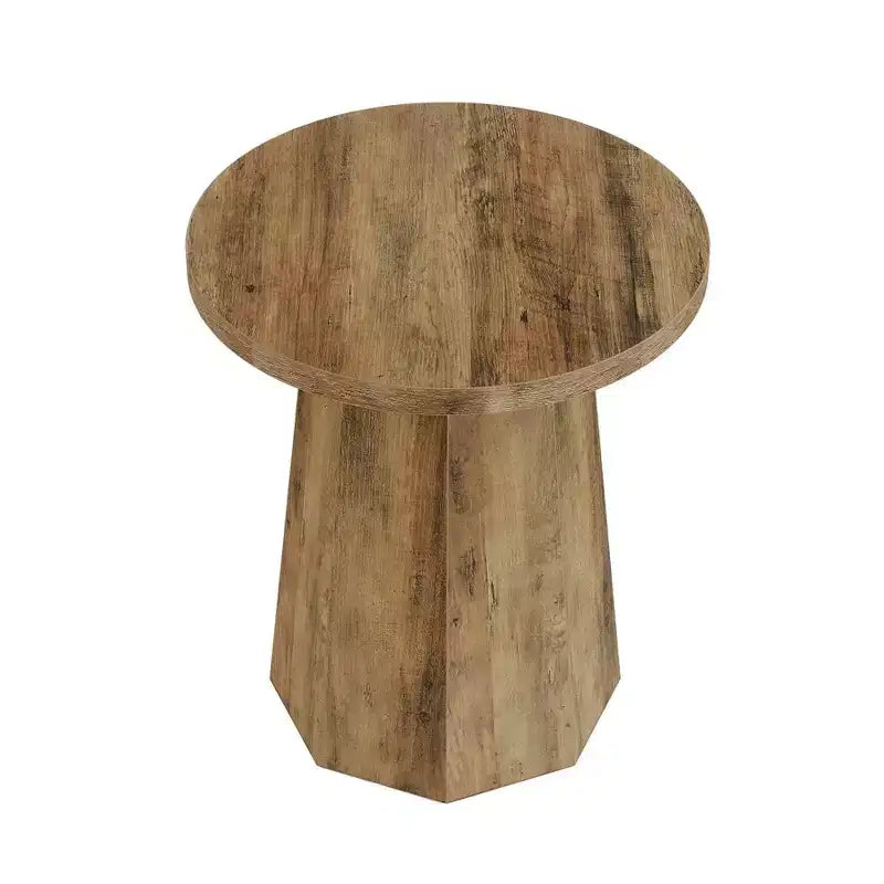 Table d'appoint ronde en bois avec base octogonale, plateau résistant à l'eau