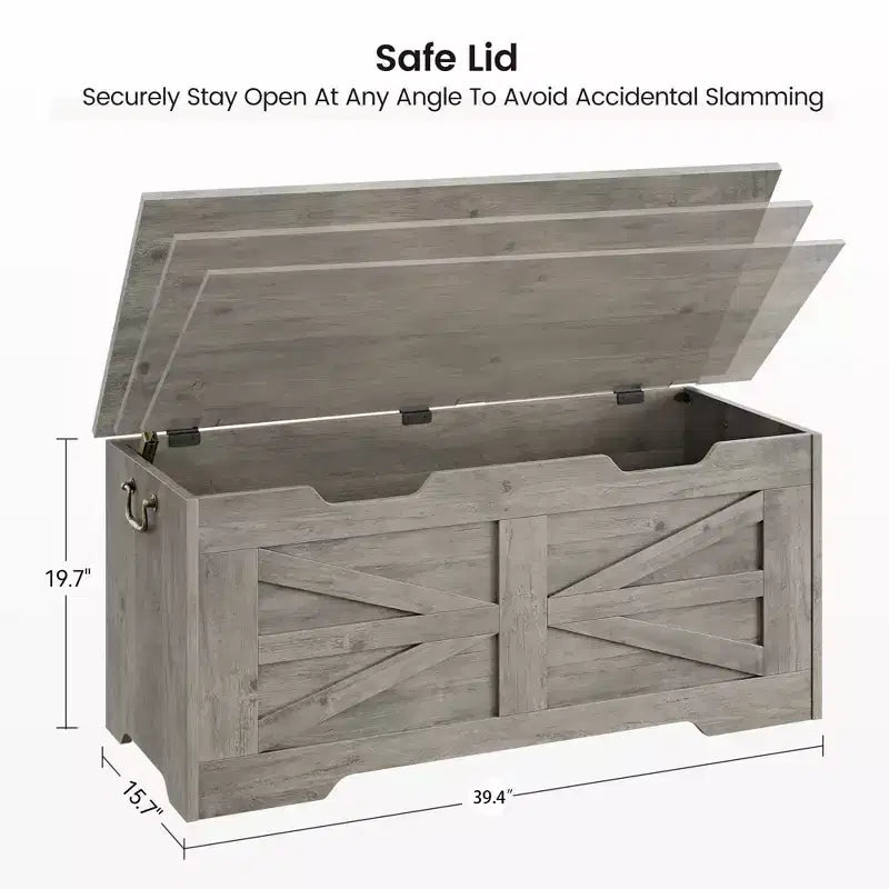 Banc de rangement en bois et coffre à jouets avec charnière de sécurité, 159 kg