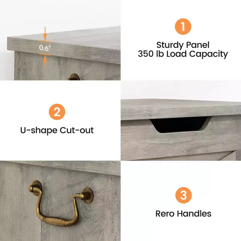 Banc de rangement en bois et coffre à jouets avec charnière de sécurité, 159 kg