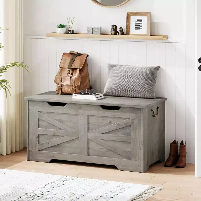 Banc de rangement en bois et coffre à jouets avec charnière de sécurité, 159 kg
