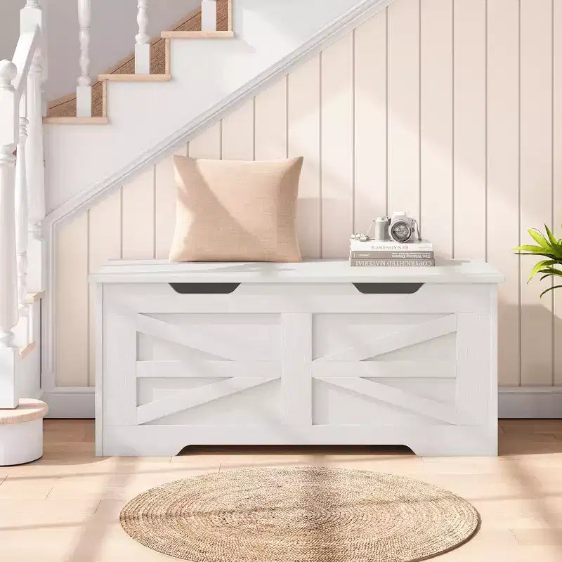Banc de rangement en bois et coffre à jouets avec charnière de sécurité, 159 kg