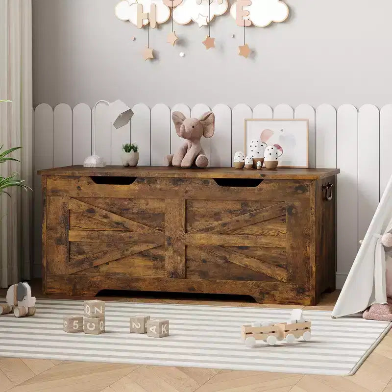 Banc de rangement en bois et coffre à jouets avec charnière de sécurité, 159 kg