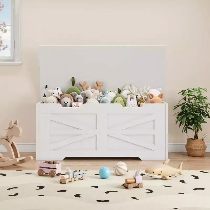 Banc de rangement en bois et coffre à jouets avec charnière de sécurité, 159 kg
