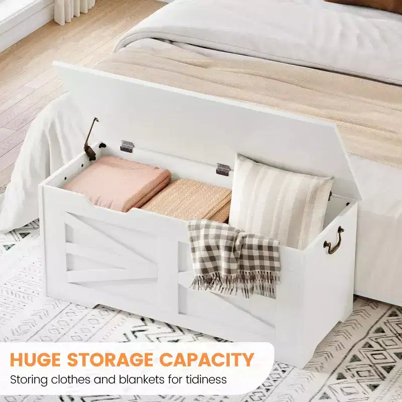 Banc de rangement en bois et coffre à jouets avec charnière de sécurité, 159 kg