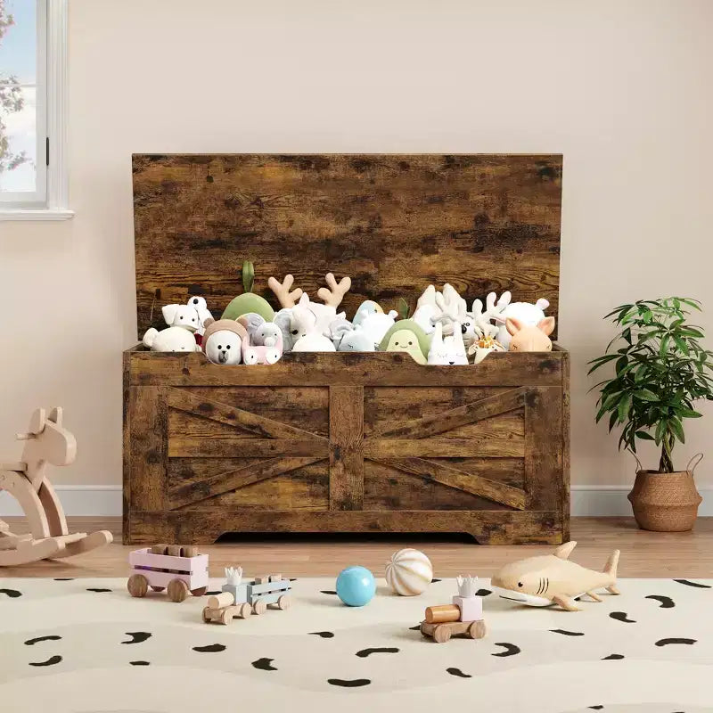 Banc de rangement en bois et coffre à jouets avec charnière de sécurité, 159 kg
