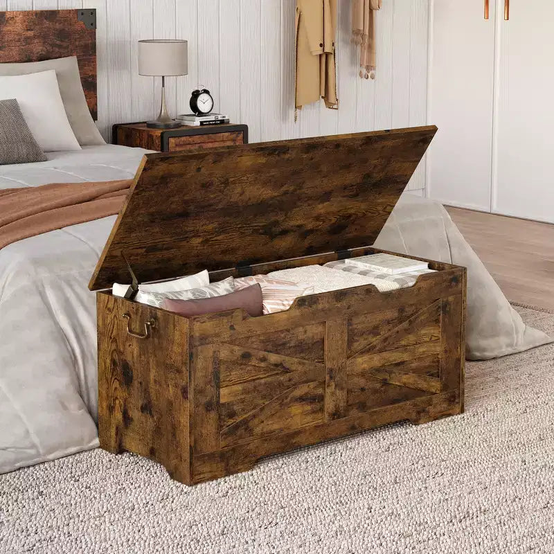Banc de rangement en bois et coffre à jouets avec charnière de sécurité, 159 kg