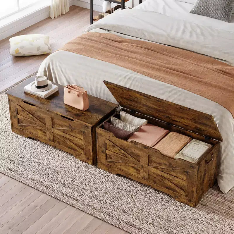 Banc de rangement en bois et coffre à jouets avec charnière de sécurité, 159 kg