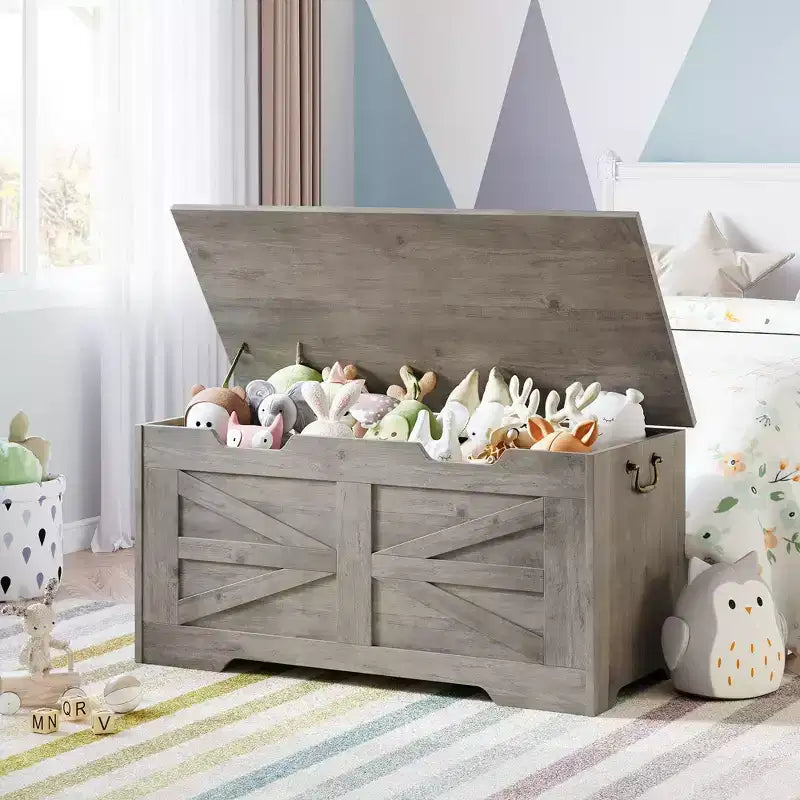 Banc de rangement en bois et coffre à jouets avec charnière de sécurité, 159 kg