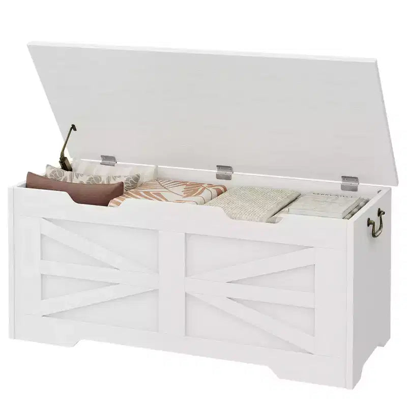 Banc de rangement en bois et coffre à jouets avec charnière de sécurité, 159 kg