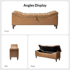 Banc capitonné avec rangement dissimulé et garniture cloutée