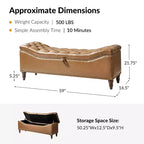 Banc capitonné avec rangement dissimulé et garniture cloutée