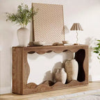 Lantine 63 Inches Farmhouse Console Table with Storage, Wood Grain Narrow Stand for Entryway Living Room, Behind Sofa Long Entryway Sofa Station