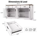 Bahut cannelé de 160 cm avec 4 portes et 3 tiroirs