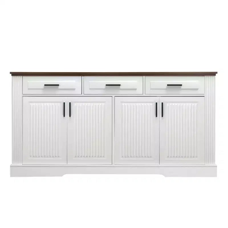 Bahut cannelé de 160 cm avec 4 portes et 3 tiroirs