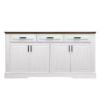 Bahut cannelé de 160 cm avec 4 portes et 3 tiroirs