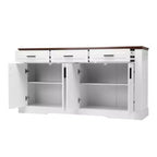 Bahut cannelé de 160 cm avec 4 portes et 3 tiroirs