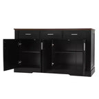 Bahut cannelé de 160 cm avec 4 portes et 3 tiroirs