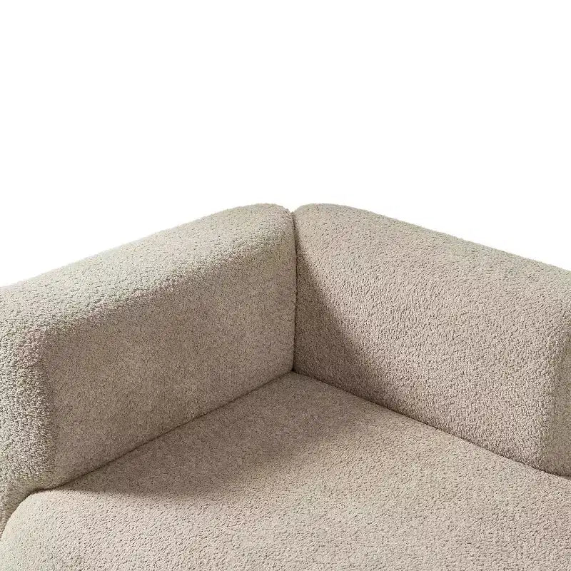 Méridienne moderne rembourrée avec mousse haute densité, siège élégant et stylé, canapé douillet en bouclé pour salon ou chambre à coucher