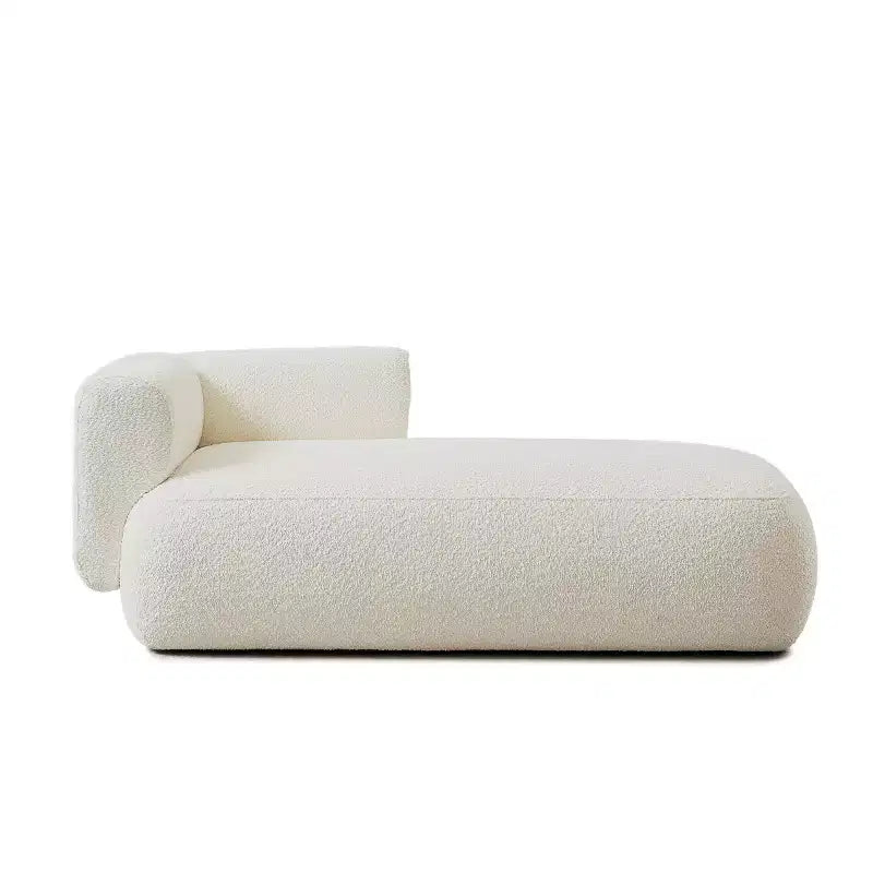 Méridienne moderne rembourrée avec mousse haute densité, siège élégant et stylé, canapé douillet en bouclé pour salon ou chambre à coucher