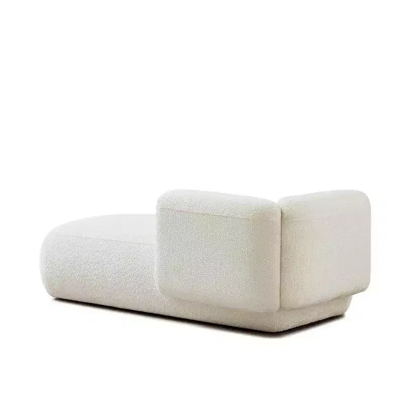 Méridienne moderne rembourrée avec mousse haute densité, siège élégant et stylé, canapé douillet en bouclé pour salon ou chambre à coucher