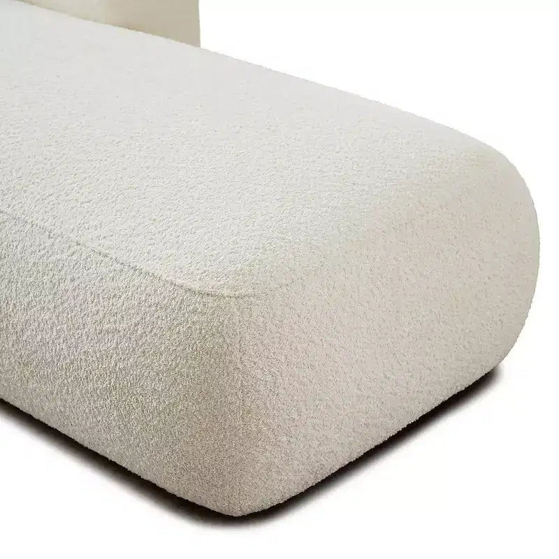 Méridienne moderne rembourrée avec mousse haute densité, siège élégant et stylé, canapé douillet en bouclé pour salon ou chambre à coucher