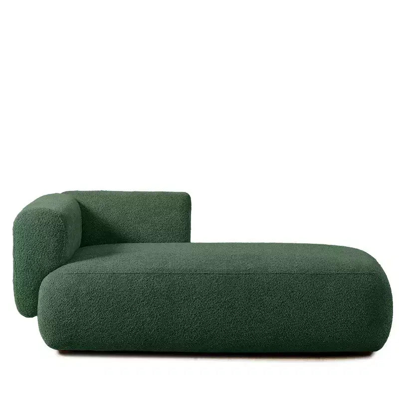 Méridienne moderne rembourrée avec mousse haute densité, siège élégant et stylé, canapé douillet en bouclé pour salon ou chambre à coucher